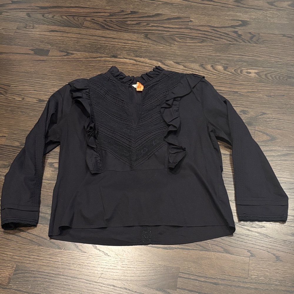 St. Roche Ruffle Long Sleeve Linde Blouse Top In black - Picture 2 of 13